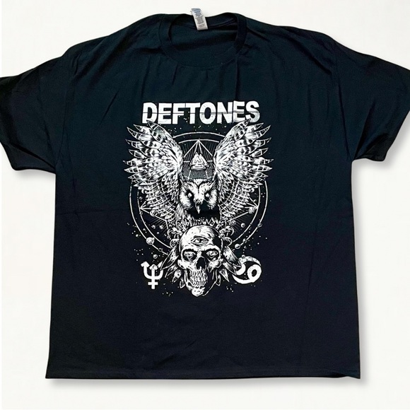 💚NEW Deftones Diamond Eyes Skull Owl 2002 Tour Band Tee Gojira Graphic T-Shirt - Picture 3 of 10
